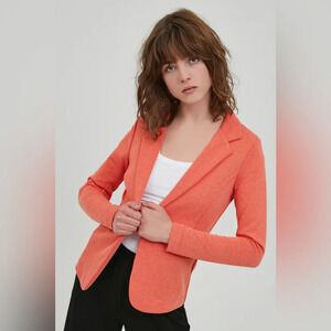 ICHI Kate Blazer Jacket Size Small Academia Casual Unstructured Orange Spring